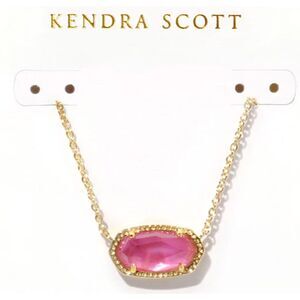 NWOT Kendra Scott Elisa Azalea Pink 14k Gold Necklace (October Birthstone)